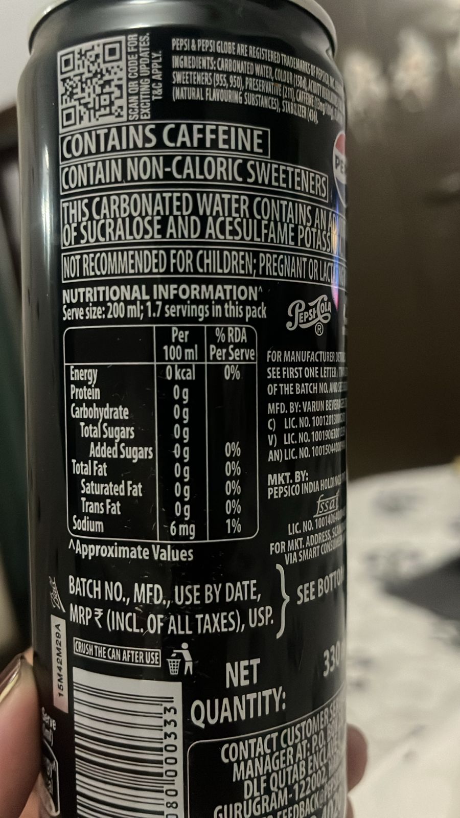 Carbonated Water with Sweeteners: Pepsi Cola