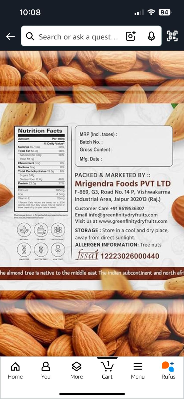 Almonds: Mrigendra Foods PVT LTD
